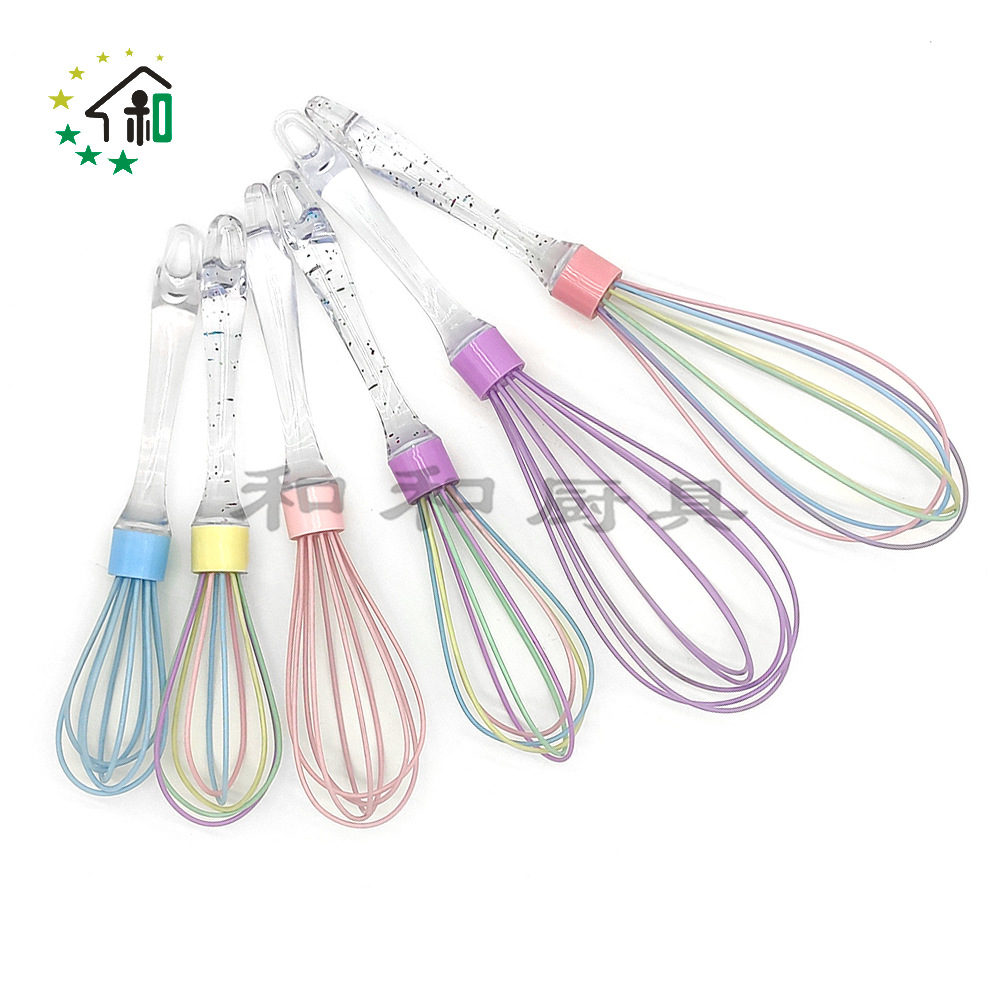 14 "silicone hand-held color clear handle whisk mini Hand kitchen mixer Egg beater Item Picture