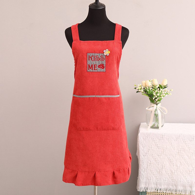 【 Chi Jia 】 Corduroy plain and simple apron for kitchen and home use, stain-resistant, wear-resistant and easy to clean Application Scenario