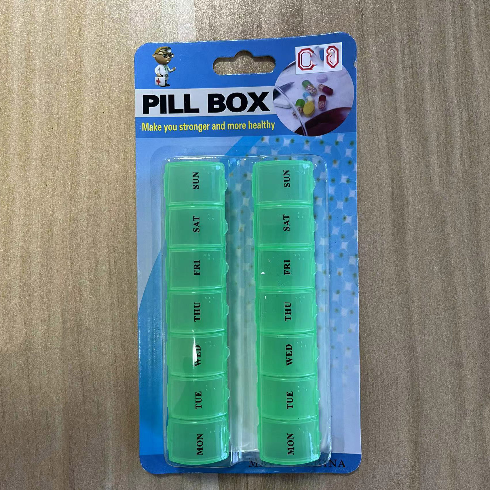 Portable Pill Box L Two-Row 14-Day Pill Box With Braille Portable 14-Cell Pill Box Rs-6504 Specification drawing