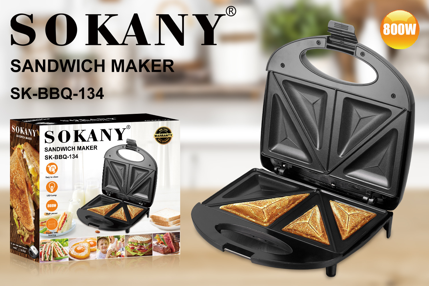 Foreign trade cross-border SOKANY 134 Household Sandwich Machine Breakfast Machine Cake Sandwich maker Specification image