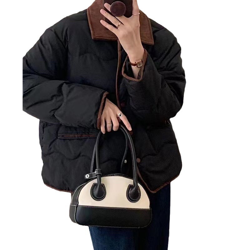 Korean ins corduroy lapel Dongdaemun light down cotton-padded jacket for women, short chanel-style cotton-padded jacket, casual coat Item Picture