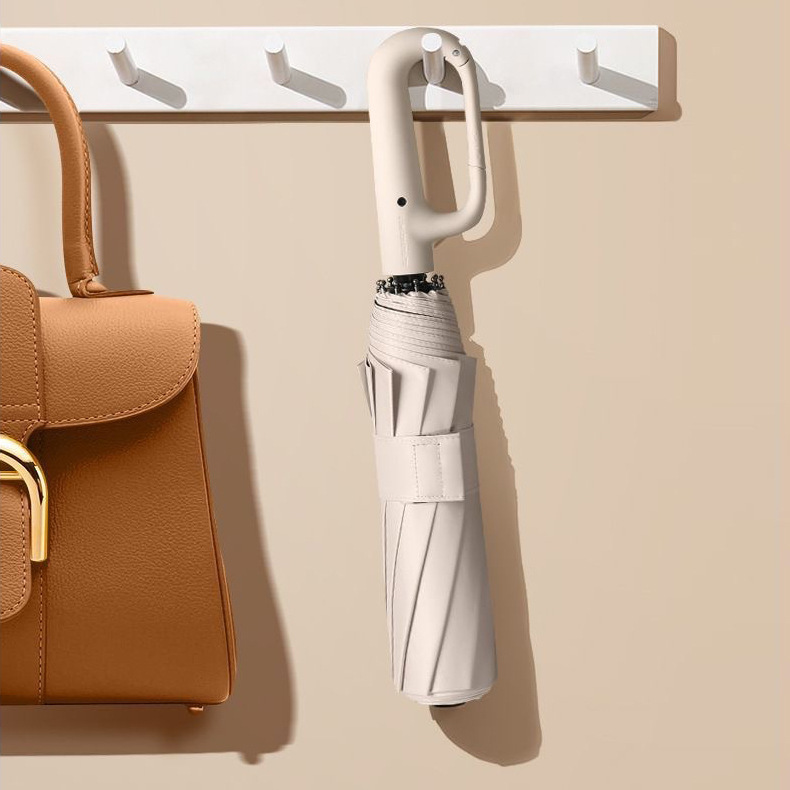 27-inch ring-buckle umbrella, reinforced large all-weather dual-purpose black rubber sun umbrella, fully automatic portable folding umbrella customization details Picture