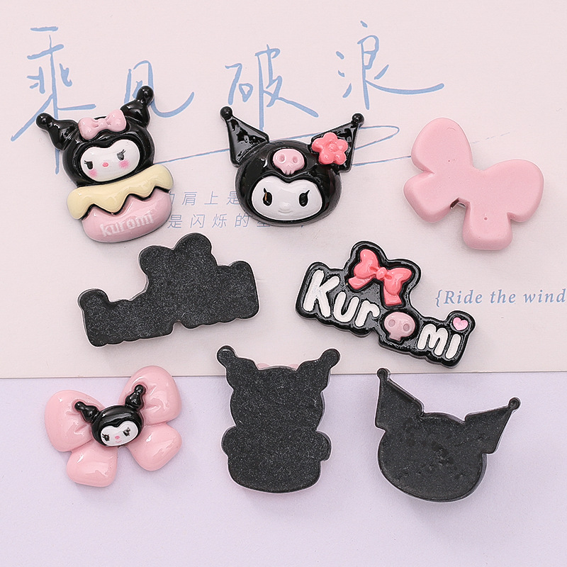 Bright Face Cartoon Black Mi Mi Diy Mobile Phone Case Hair Accessories Cream Glue Manual Material Resin Accessories Wholesale Specification drawing