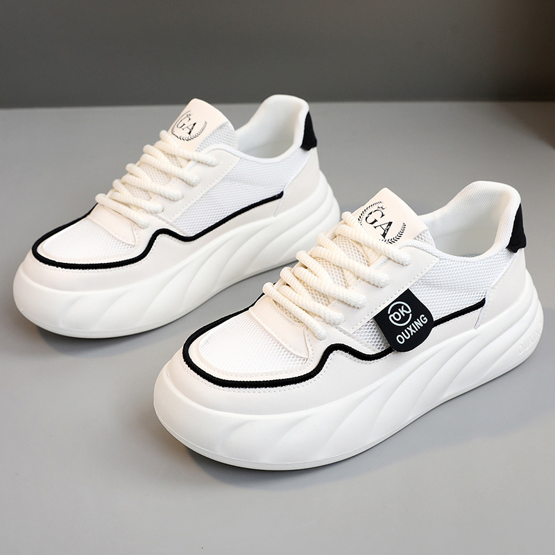 Hy5807 New Net Surface 2024 Spring Summer Breathable Women's Shoes Thick Sole Breathable Increase Casual Board Shoes Net Shoe Tide details Picture