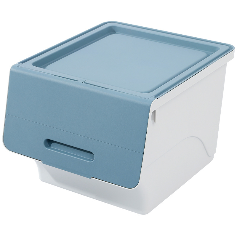 The manufacturer wholesals front-opening storage boxes for children, toys, snacks, thickened and stackable flip covers, and household clothes storage boxes Item Picture