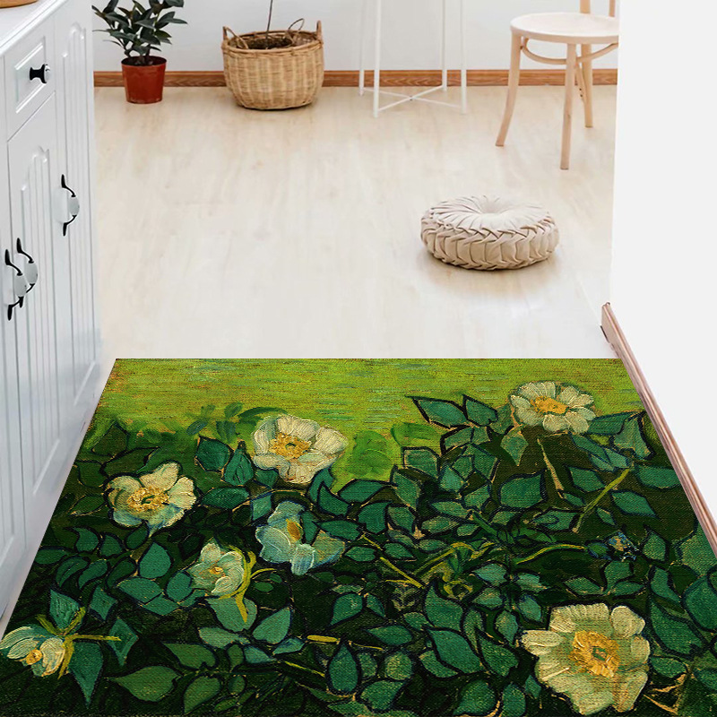 Cross-border pastoral oil painting, a clean floor mat for the entrance hall, a washable door mat for entering, a cut-out flower kitchen mat, a floor mat Specification image