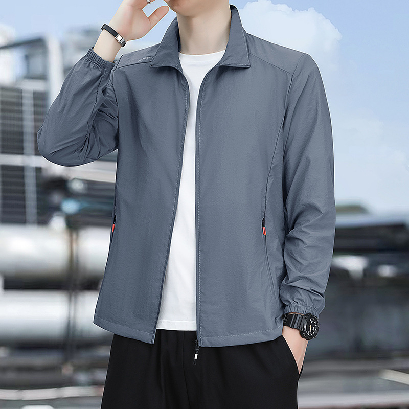 Men's ultra-thin breathable ice silk summer fishing sun-protective clothing, men's skin windbreaker, stand-up collar cardigan Application Scenario