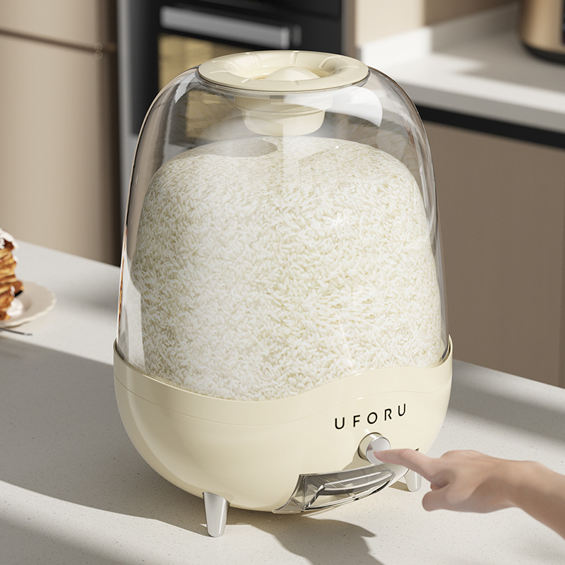 Household multi-grain pressed rice moisture-proof and insect-proof sealed rice bucket, milky white high appearance level, large-capacity five-grain storage bucket 0714