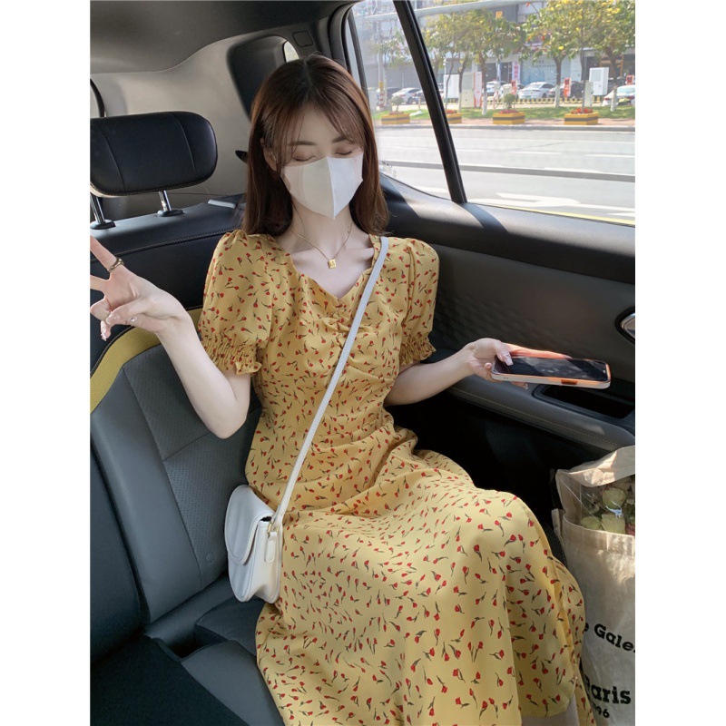 Imo Summer Field's fresh and delicate floral dress for Spring/Summer 2024, a forest-themed short-sleeved chiffon mid-length fairy dress details Picture