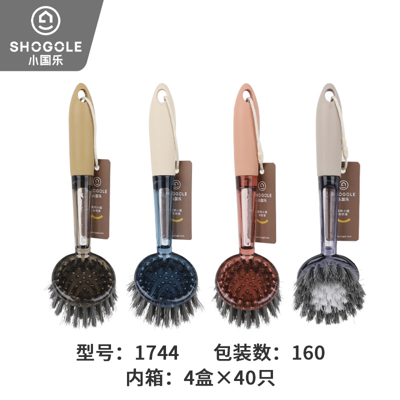 Small country Plastic manufacturer wholesale crystal pot and bowl brushes 1744 plastic pot and bowl brushes Item Picture