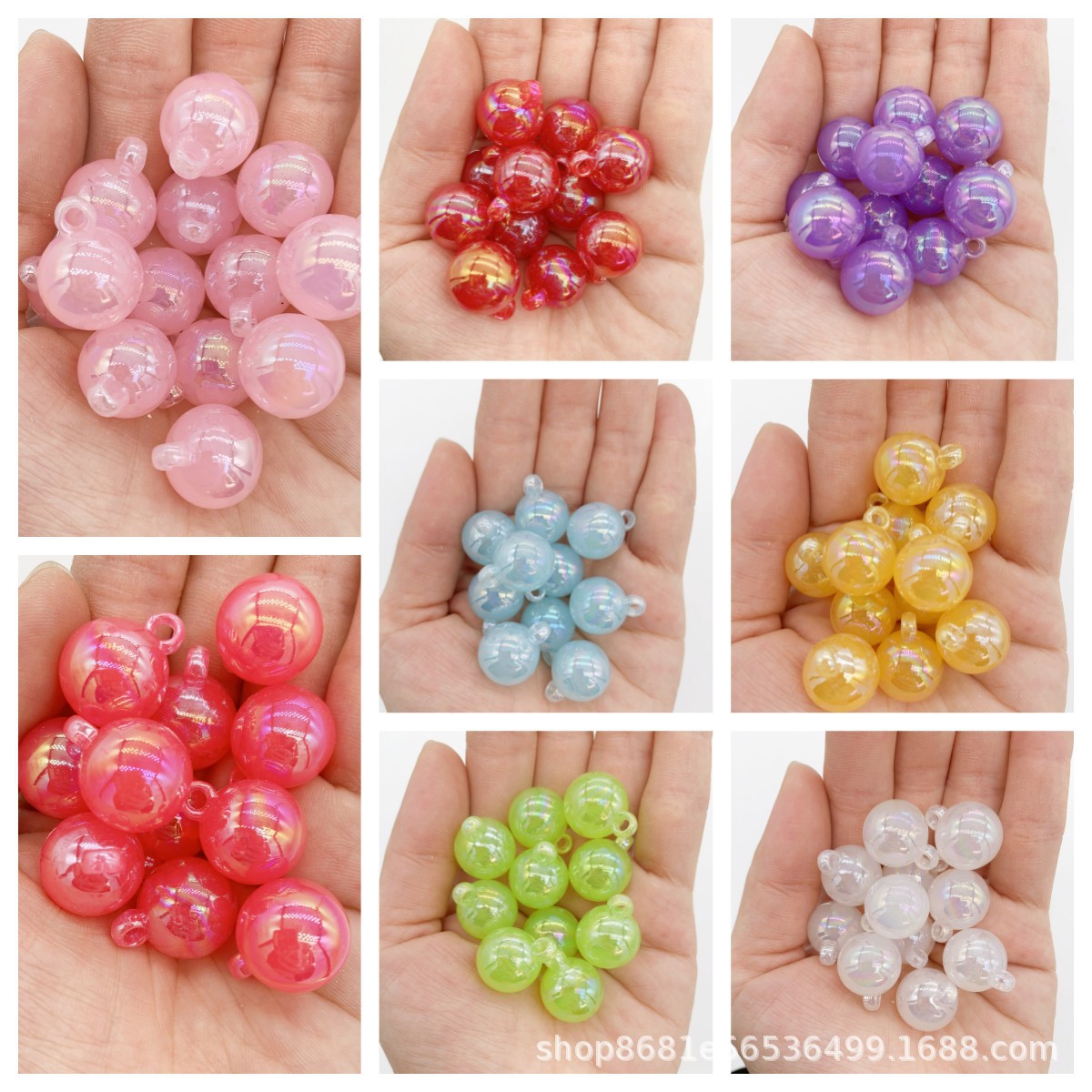 亚克力珠子幻彩炫彩果冻吊孔珠AB彩珠子diy手工葡萄串手机链散珠