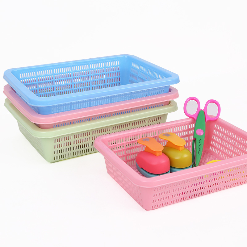 Plastic toy baskets, storage baskets, corner materials, game baskets, sundries, rectangular stationery storage baskets for children in the kindergarten Specification image