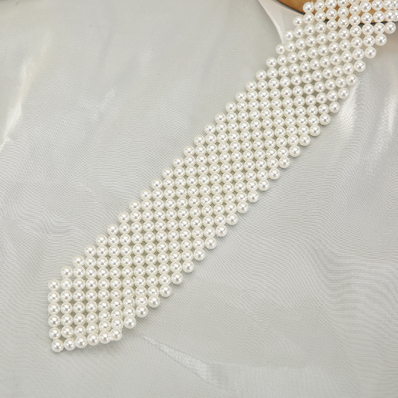 法式设计感领带搭配JK衬衫西装短款配饰优雅气质INS风珍珠领带 其他发饰详情图3