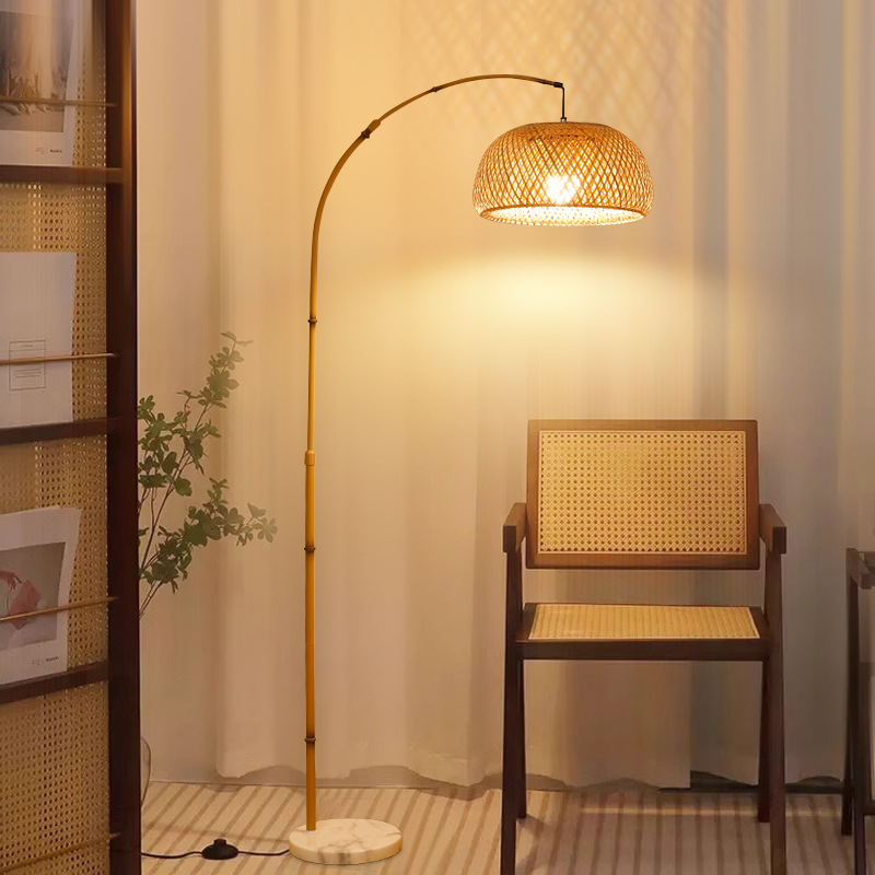 Wabi-sabi style floor lamp, bedroom and living room lamp, Chinese-style retro Zen tea table, fishing lamp, new Chinese-style floor table lamp