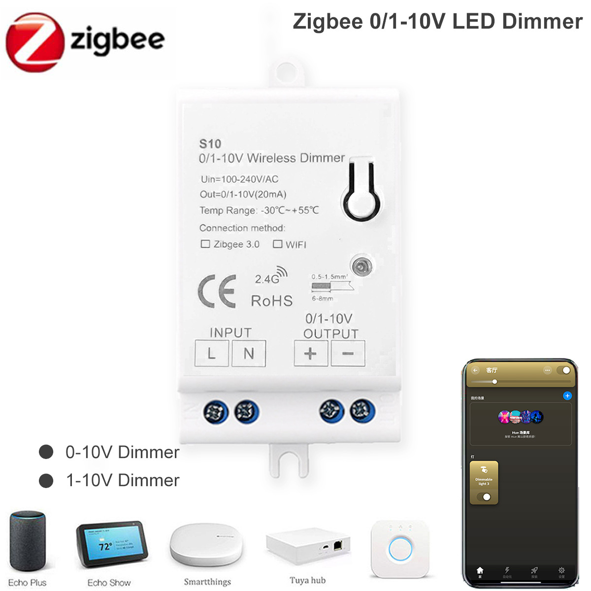 Tuya Doodle Wifi/zigbee 0/1-10V Dimmer switch Smart Life APP Remote control switch Smart switch Intelligent Internet of Things circuit breaker