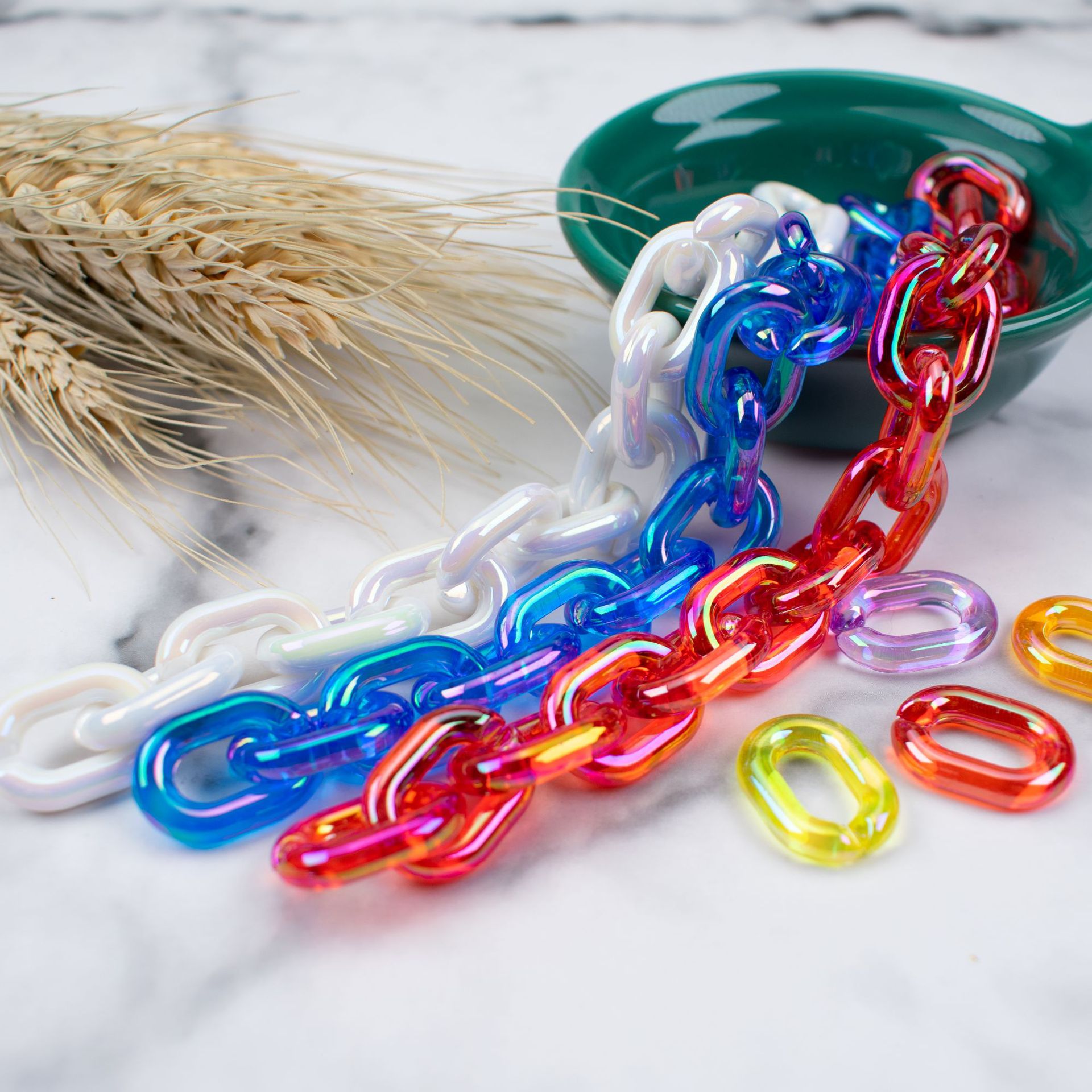 Acrylic Plastic Transparent Ab Bright Color 14*19 Chain Buckle Open Ring Diy Jewelry Bag Phone Case Accessories details Picture