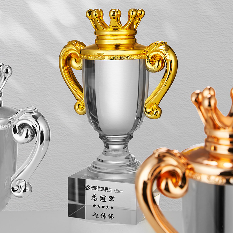 高档水晶奖杯定制创意篮球比赛冠军杯金属奖牌定做年会荣誉纪念品产品图