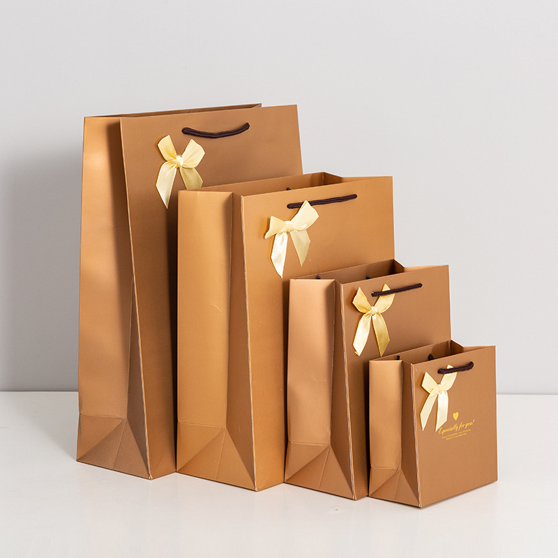 Bow paper bags, wedding and festival gift bags, clothing shopping handbags, candy jewelry packaging bags, printed logos details Picture