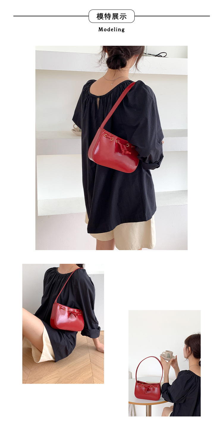 复古韩版新款时髦高级感手提小方包 气质简约通勤女士单肩腋下包详情8