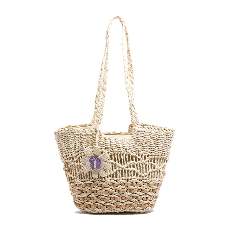 National trend woven straw bag for women, large capacity 2025 new summer seaside travel, summer beach bag, single-shoulder tote bag Item Picture