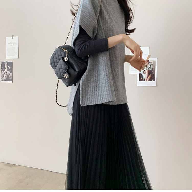 Elegant and mature cape sweater, cape coat, new autumn Japanese and Korean knitted sweater top, loose and slimming, large size Item Picture