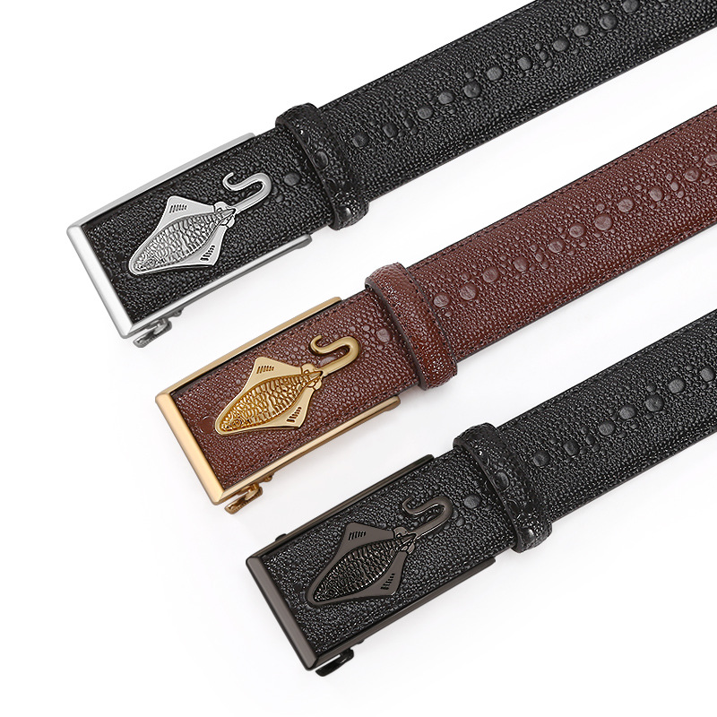 New Men's Pearl Crocodile Belt In The Youth Fashion Personality Automatic Buckle Leather Belt Spot Wholesale Specification drawing