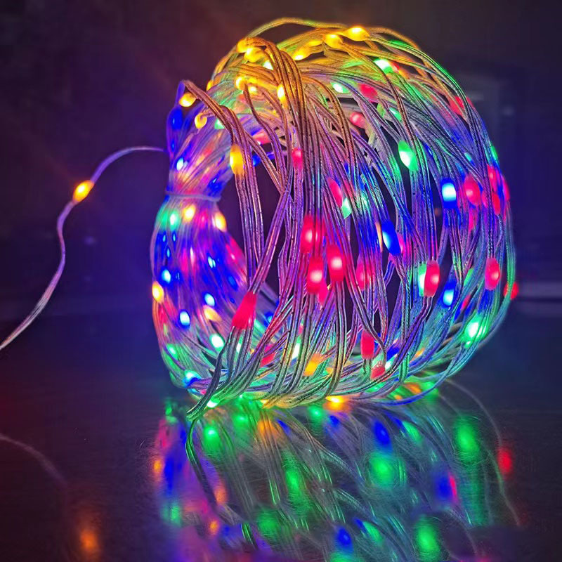 Iridescent leather wire light, LED leather wire light, fairy light, Bluetooth camping light string control, Christmas light string, waterproof light