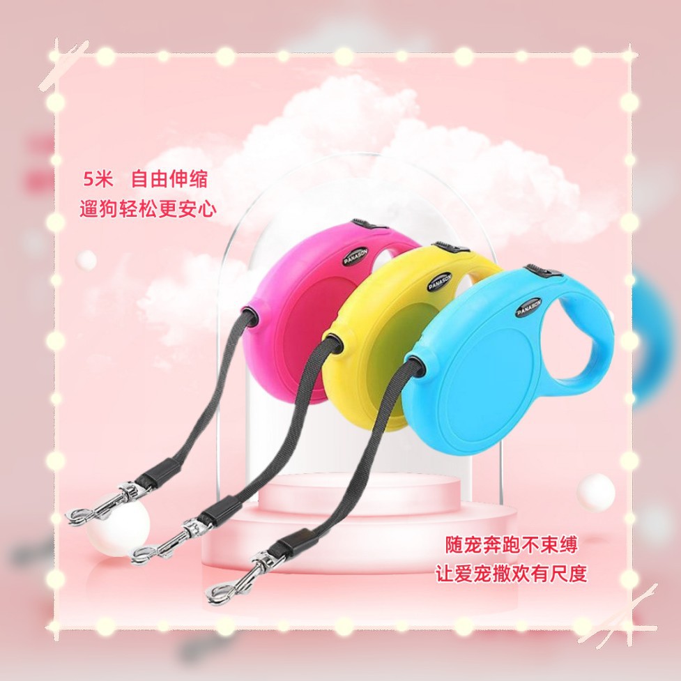 牵引绳5m宠物狗狗自动伸缩牵引绳泰迪柯基外出狗绳遛狗牵引器