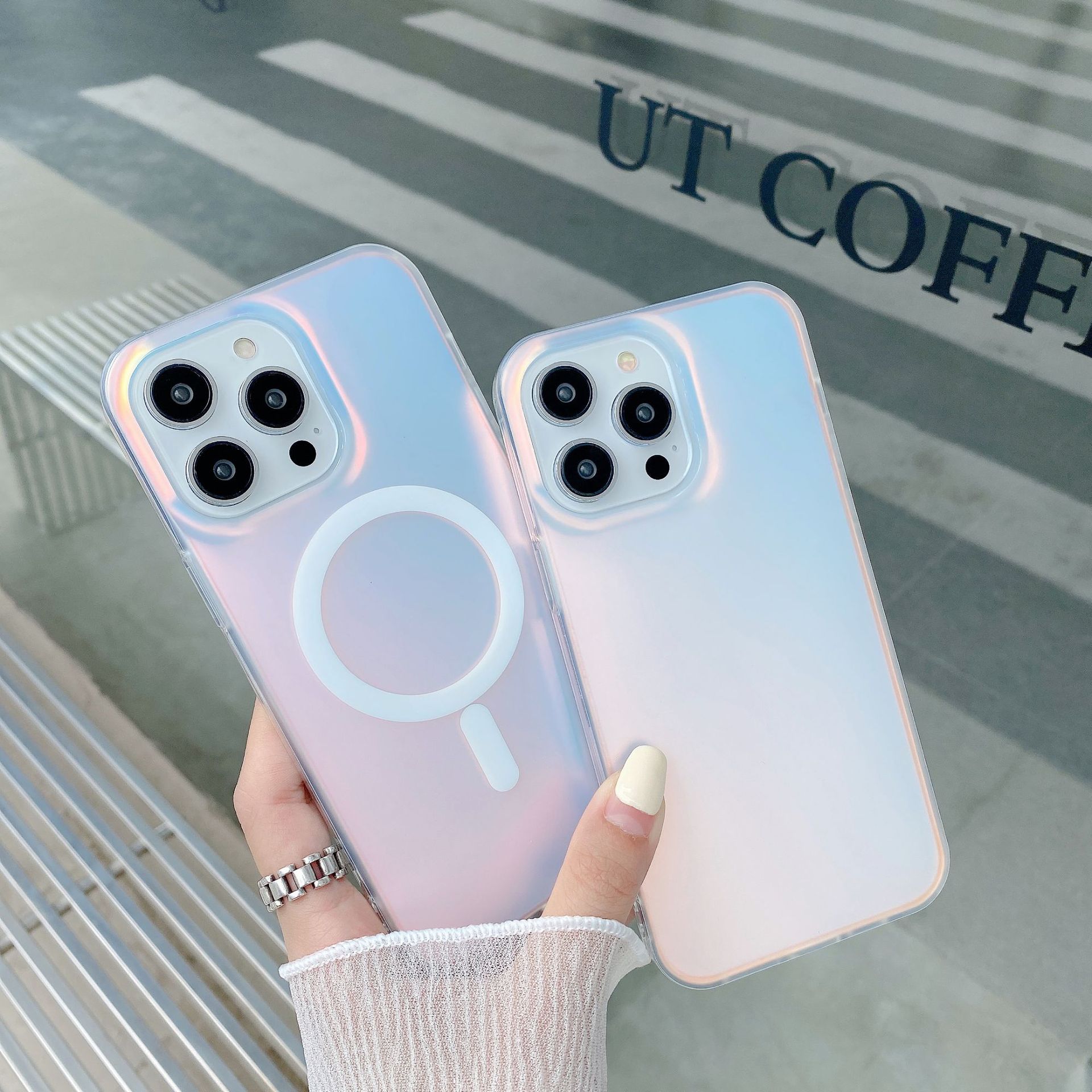 JT magnetic phone case for iPhone 15, laser iPhone 14 Pro Max, colorful chameleon 11, matte case 13 details Picture