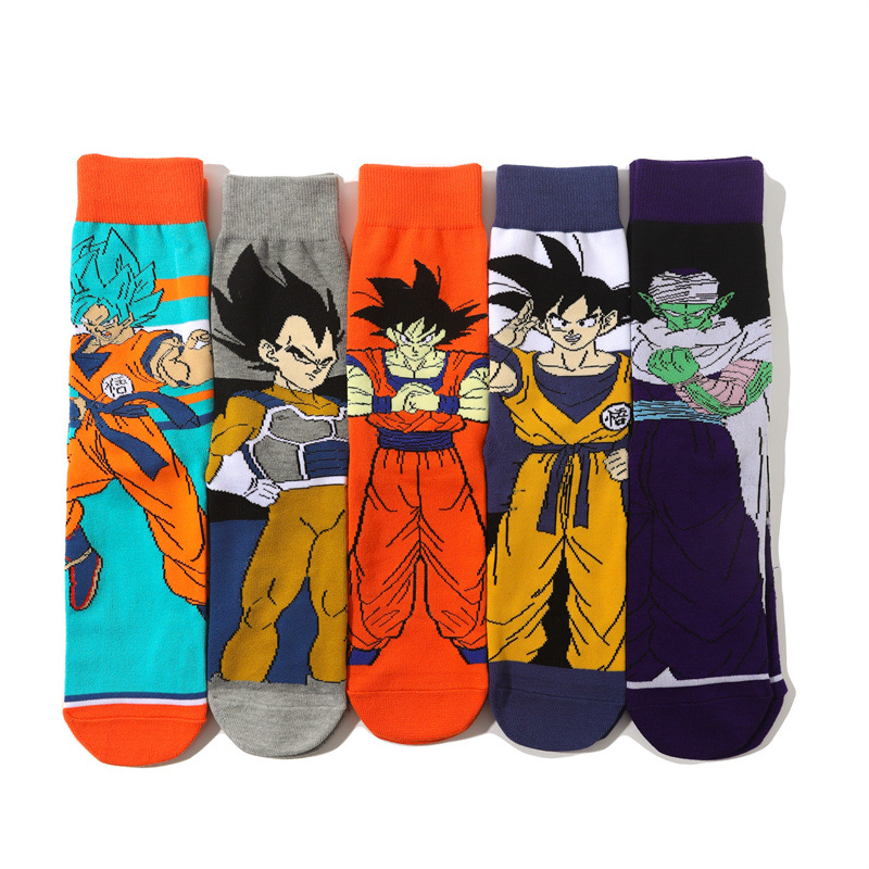 Dragon ball calcetines de maré de algodón europeo y americano calcetines de algodón de manga media son goku vegeta calcetines anime cross-borders skate calcetines