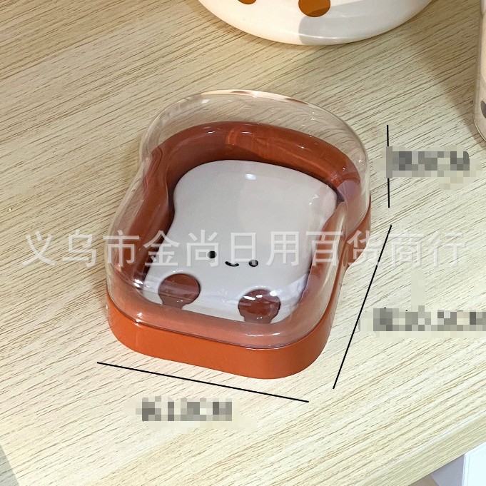 High appearance level, cute little bread soap box, portable student dormitory bathroom, home bathroom soap box with lid details Picture