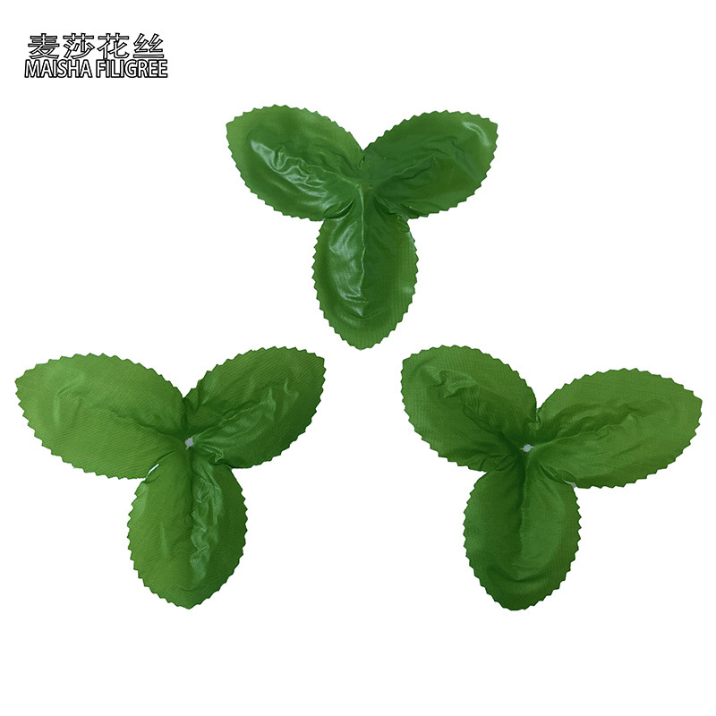 Triangular leaves, octagonal leaves, combined with flower branches, leaves, silk mesh, rose leaves, green plants, artificial floral art, and artificial leaves pic 8
