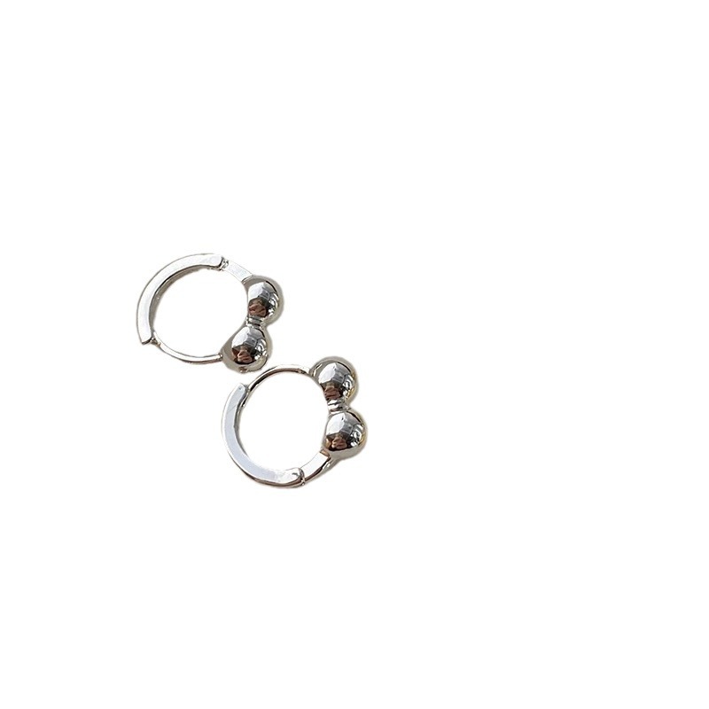S925 Sterling Silver Spherical Earrings Niche Design Sense Fashion Personality Simple Temperament Commuter Everything Senior Buckle Female Item Picture