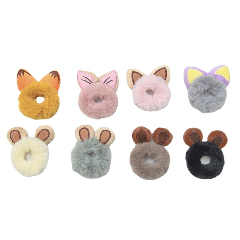Autumn And Winter Creative Cartoon Plush Card Love Hair Circle Lady Animal Ear Doll Hair Accessories Accessories Item Picture
