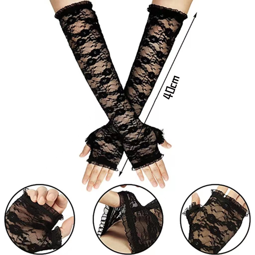 Manga de verano largo de encaje protección solar conductor medio dedo cordón de protección uv ladies sexy guantes de cena Application Scenario