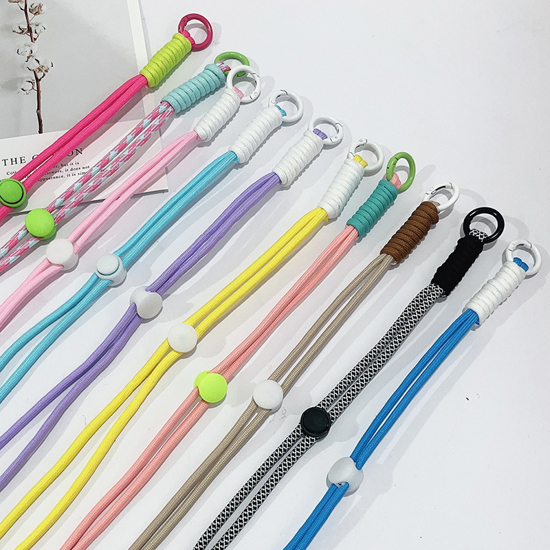 手机挂绳斜挎可调节编织打结背带绳可拆卸登山通用手机绳彩色可背