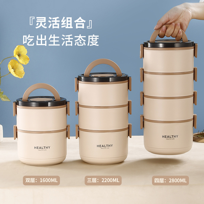 日式不锈钢保温桶 便携大容量上班族微波炉加热多层便当盒午餐盒 details Picture