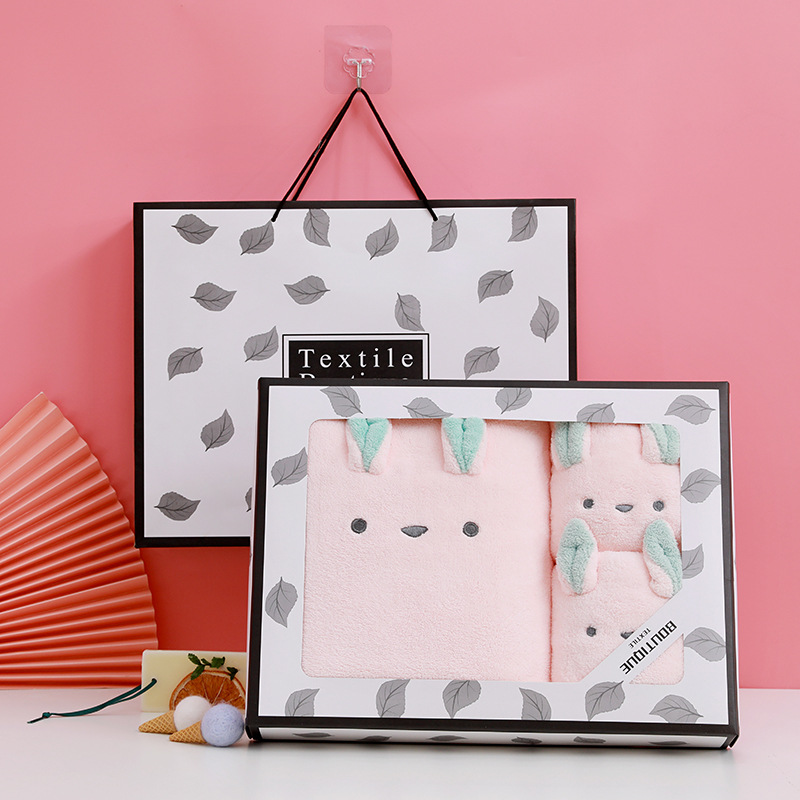 Coral Velvet Towel Bath Towel Gift Box Children's Towel Set With Gift Set Box Cute Bear Return Gift details Picture