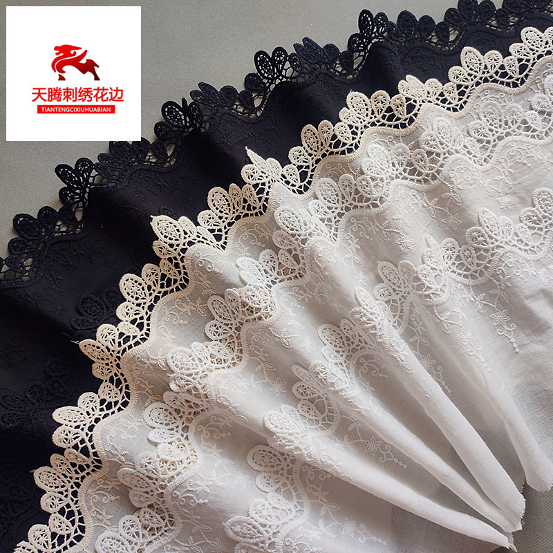 New hollowed-out pure cotton fabric with embroidered lace, handcrafted DIY clothing, home textile, decorative fabric, skirt hem, curtain accessories