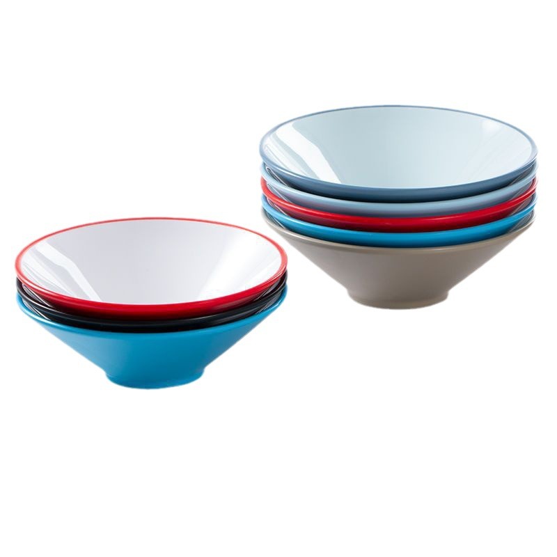 Nordic conical bowl melamine imitation porcelain tableware, creative and characteristic noodle shop mixed noodles, commercial ramen bowl, plastic rice bowl, vegetable bowl Item Picture