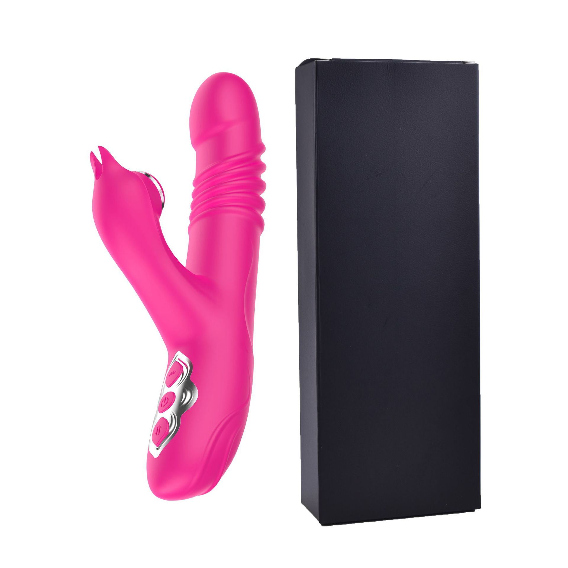 Telescopic vibration rod, double-vibration silicone telescopic masturbation device, women's instant tide vibration rod, adult sex toy Item Picture