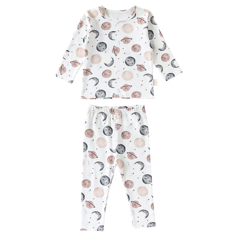 ins Nordic-style children's home wear set, pure cotton base shirt for boys and girls, two-piece children's thermal underwear and long Johns Application Scenario