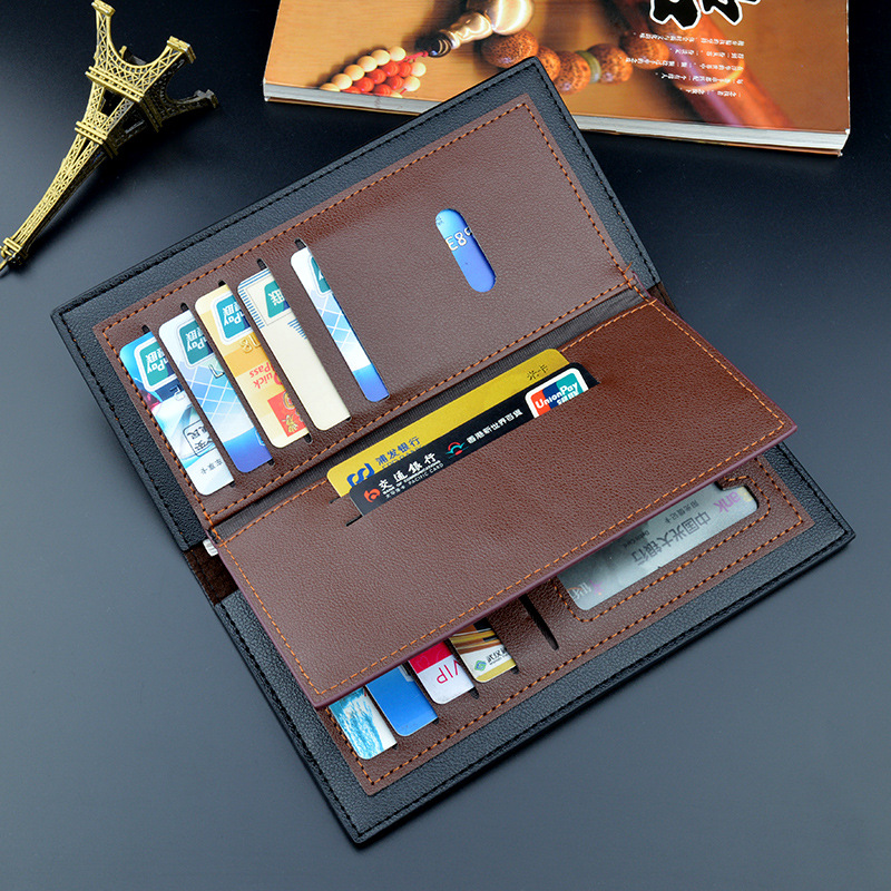 New Men's Wallet, Men's Long Suit Bag, Thin Soft Wallet, Multiple Compartments, Large Capacity, Fashionable Youth Color-Matching Wallet Application Scenario