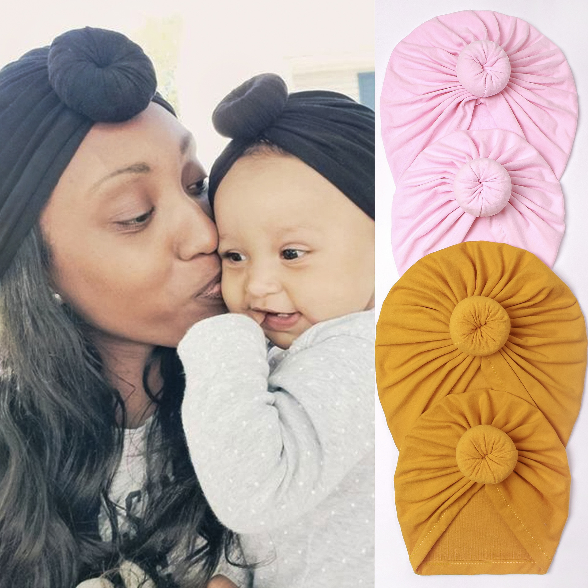New family-friendly autumn and winter warm pullover cap for mom and baby, doughnut boneless cap, children's cap