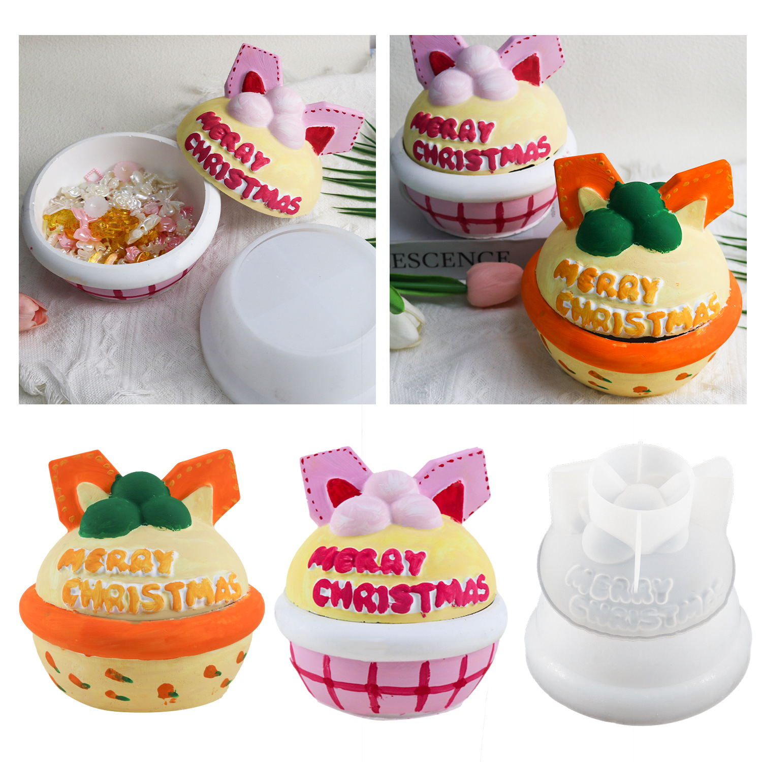 diy滴胶模具创意圣诞系列铃铛收纳盒硅胶模具跨境专供香薰摆件石膏香薰