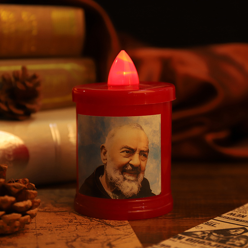 Cross-Border Led European Godfather Classical Figure Painting Electronic Candle Thanksgiving Atmosphere Decoration Manufacturers Wholesale