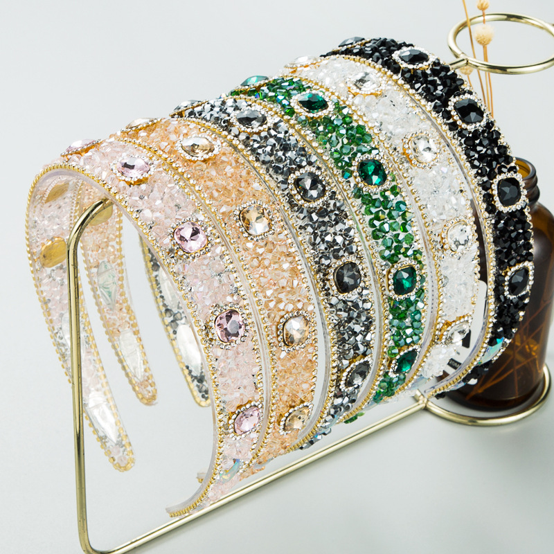 和鸣发箍韩版新款闪亮玻璃钻透明细边带齿潮流压发发饰女跨境批发