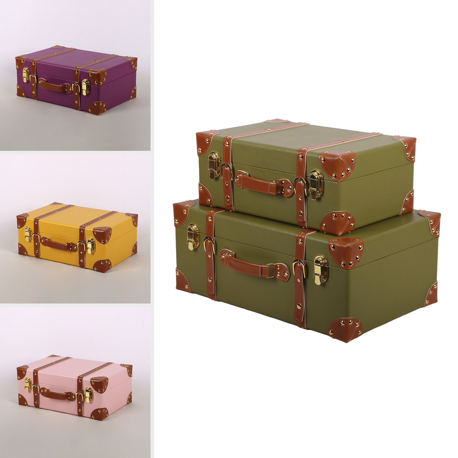 Modern and simple model room leather 4-color hand-held storage box, home soft furnishings, wardrobe room, bedroom organization and storage box