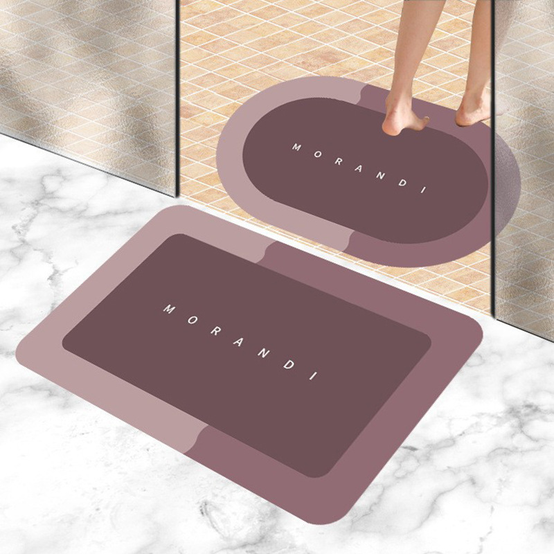 Crystal velvet carpet, modern and simple bathroom door mat, bathroom absorbent floor mat, quick-drying factory two-piece set details Picture