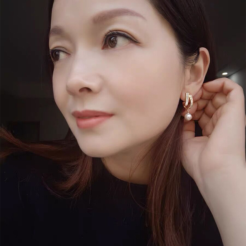 French-style mosquito-repellent incense, coil ear clips, pearl earrings for women, new cold style, long earrings, simple earrings details Picture